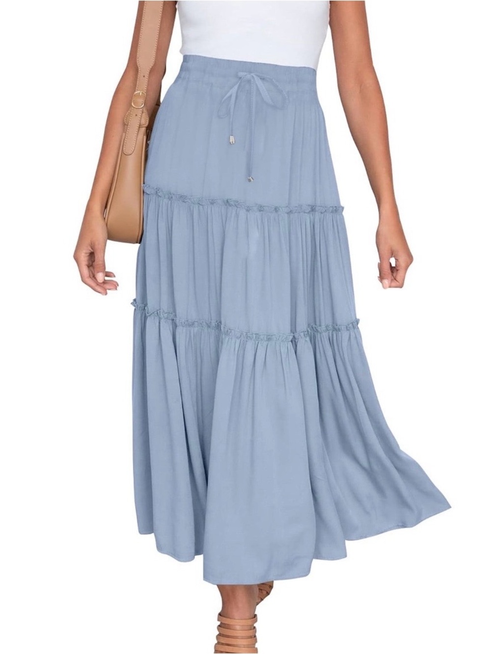 Witsmile Blue Tiered Ruffle-Hem Maxi Skirt Size Large NWT